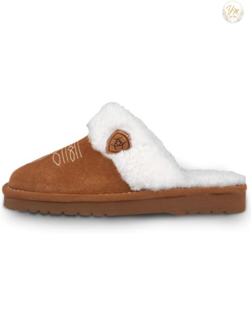 Women's Genuine Suede Leather Square Toe Indoor Outdoor Slippers Plush Collar